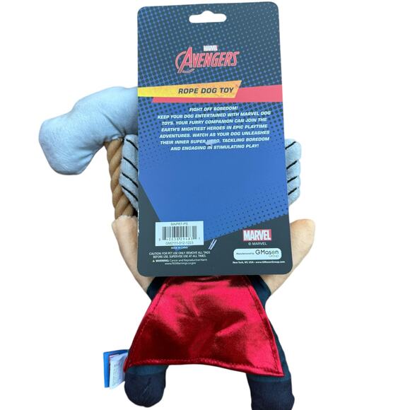 Marvel Avengers Thor Rope Dog Toy Squeaky Crinkle Thrash‎ Toss Shake NWT - Picture 4 of 4